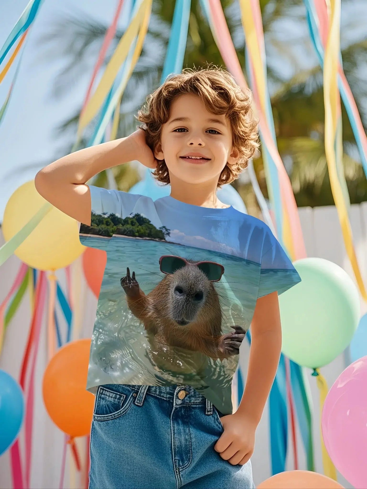 Cute Capybara Graphic Children's Clothing Boys Tshirt Summer Short Sleeve Casual Daily Kids Girls Clothes T-Shirt O-Neck Tops - Suncollections