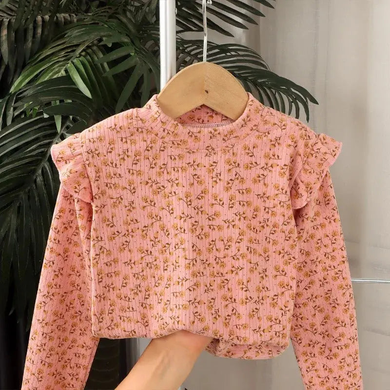 Kids Long Sleeved Undershirt Girls Cute Floral Dots T-shirt 2-10T Children Boys Sweet Tops Bottoming Shirt  t shirt for kids boy - Suncollections