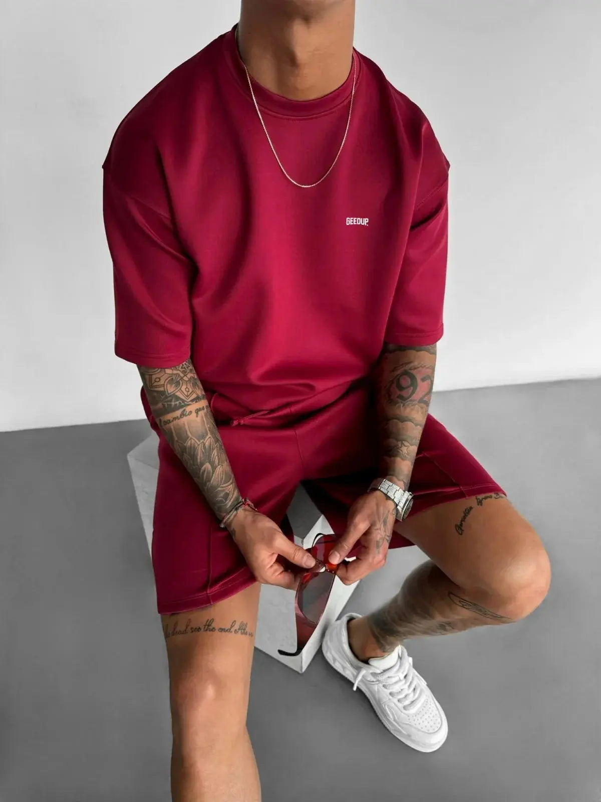 Men 2025 summer fashion sports design sense simple casual solid color quick drying short-sleeved T-shirt trend clothes - Suncollections