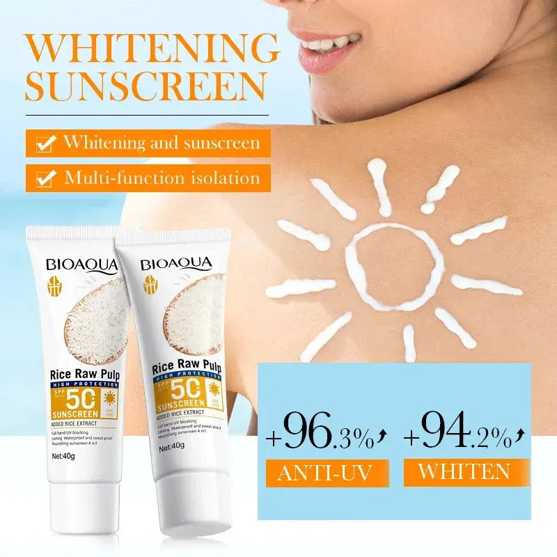 BIOAQUA Rice Raw Pulp Spf 50+ Sunscreen For Face Body Neck Back Protector Solar Blocker Brightening Facial Sun Cream Body Care - Suncollections