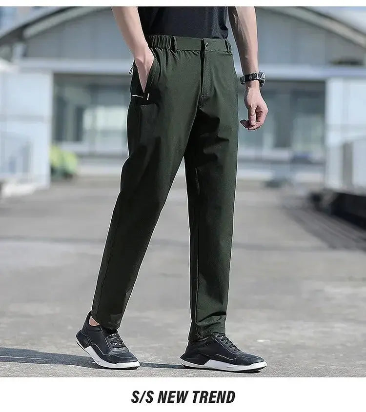 Ice Silk Men's Summer Pants Elastic Waist Straight Leg Trouser Male Quick Dry Big Size Large Plus Stretch 6XL 7XL Work Outdoor Suncollections