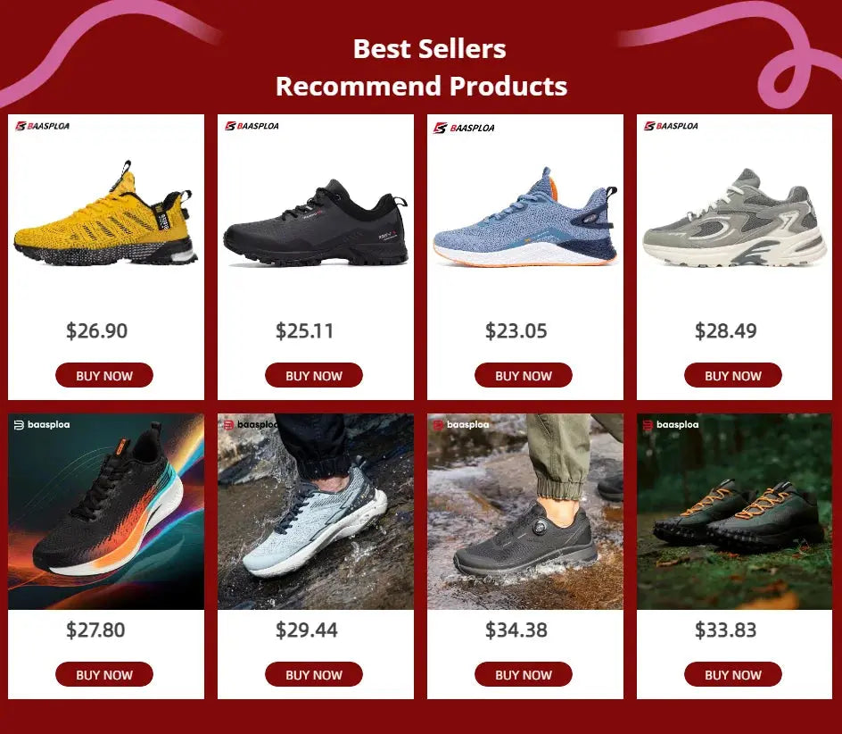 Men's Running Shoes Baasploa Male Sneakers Shoes Breathable Mesh Outdoor Grass Walking Gym Shoes For Men Plus Size 41-50 Suncollections