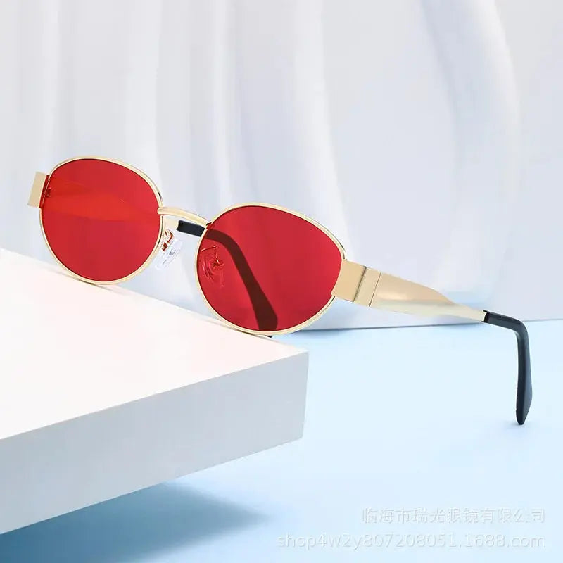 Fashion Oval Sunglasses Women Retro Trend Outdoor Metal Sun Glasses High Quality Classic Men Luxury Brand Eyewear UV400 Goggles - Suncollections