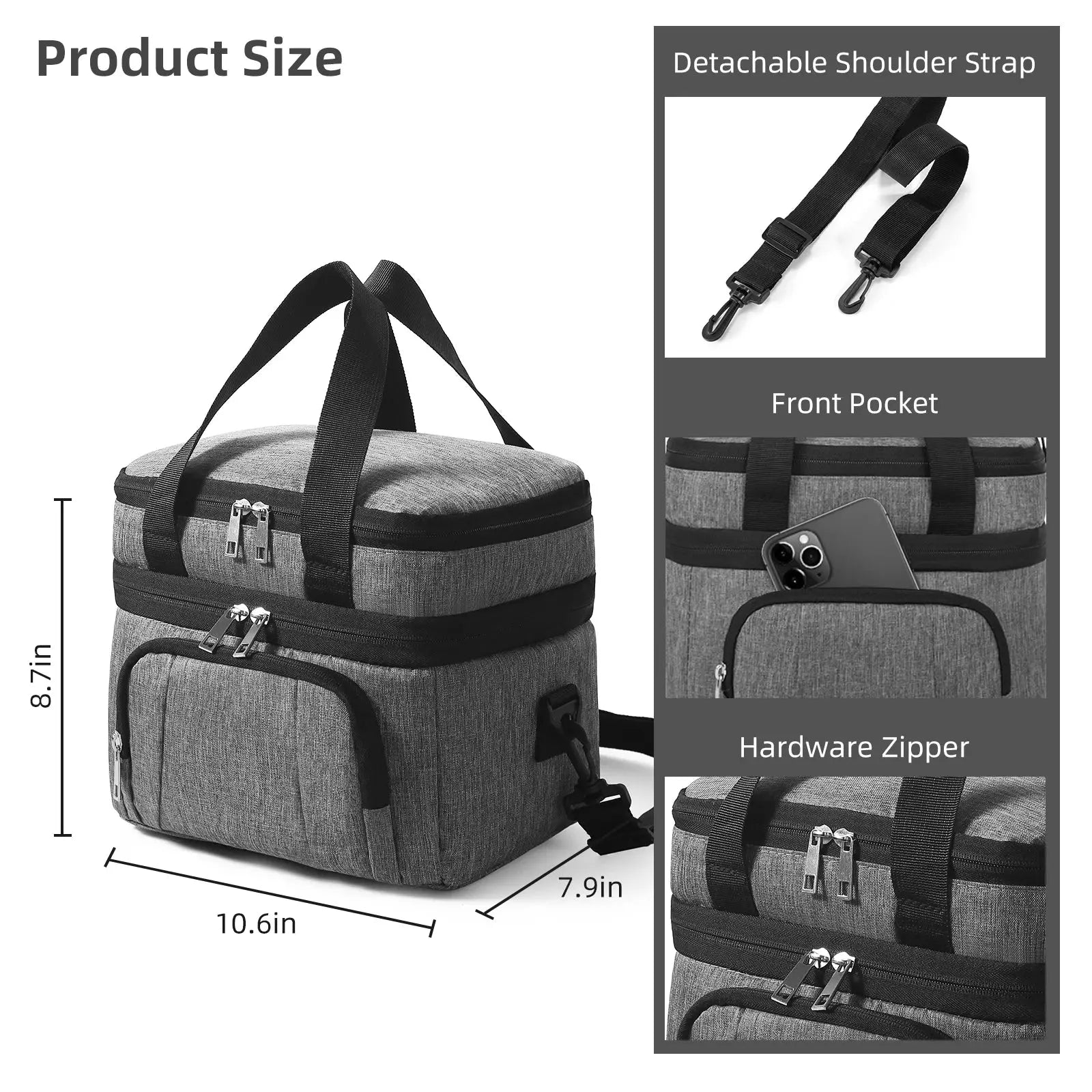 Double Insulated Lunch Bag Layer Portable Thermal Lunch Box - Suncollections