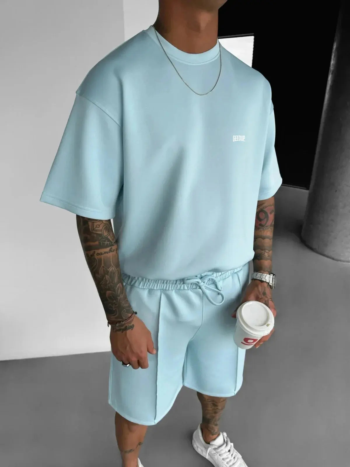 Men 2025 summer fashion sports design sense simple casual solid color quick drying short-sleeved T-shirt trend clothes - Suncollections