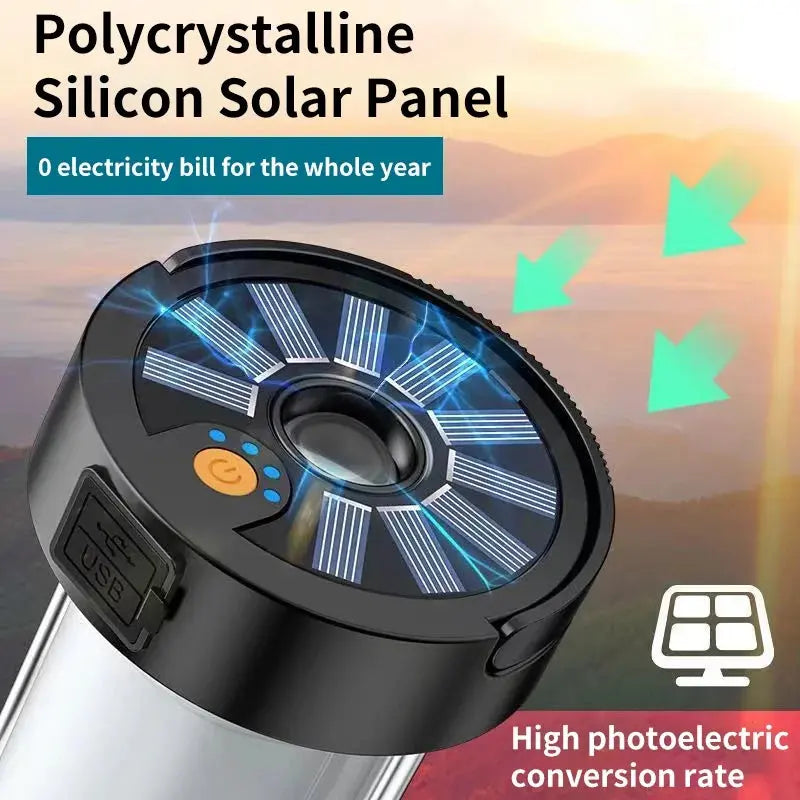 Camping Light LED Lantern Outdoor Waterproof Emergency Portable USB Rechargeable Multifunctional Tent Lamp Flashlight - Suncollections