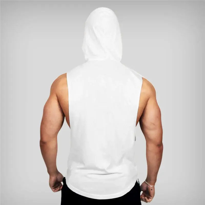 Mens Bodybuilding Sleeveless Hooded Shirts Summer Breathable Loose Cotton Hip Hop Tank Tops Gym Workout Fitness Muscle Hoodie Suncollections