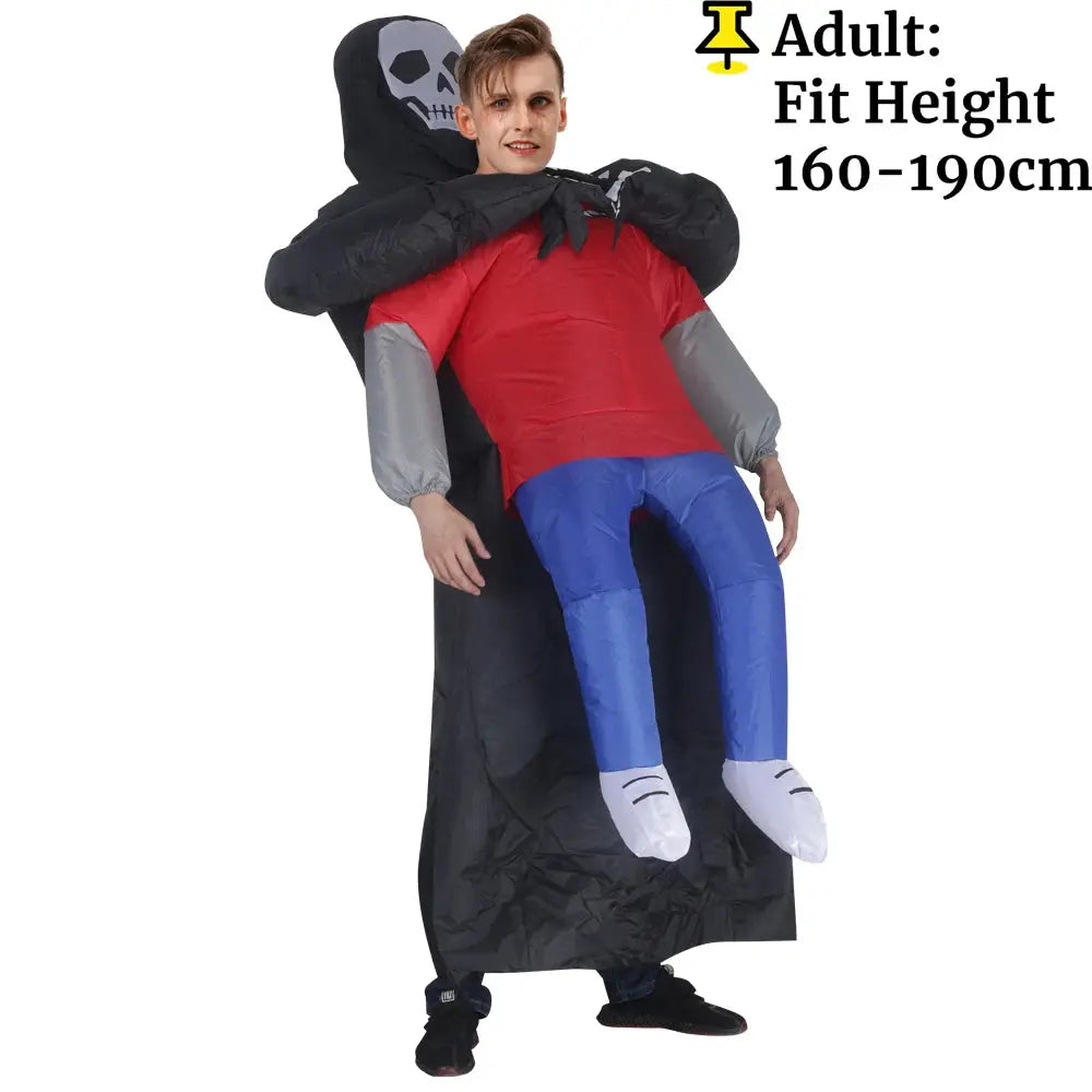 Adult Funny Inflatable Black Robe Mask Ghost Costume Props Halloween Day of the Dead Carnival Party Masquerade Cosplay Suncollections