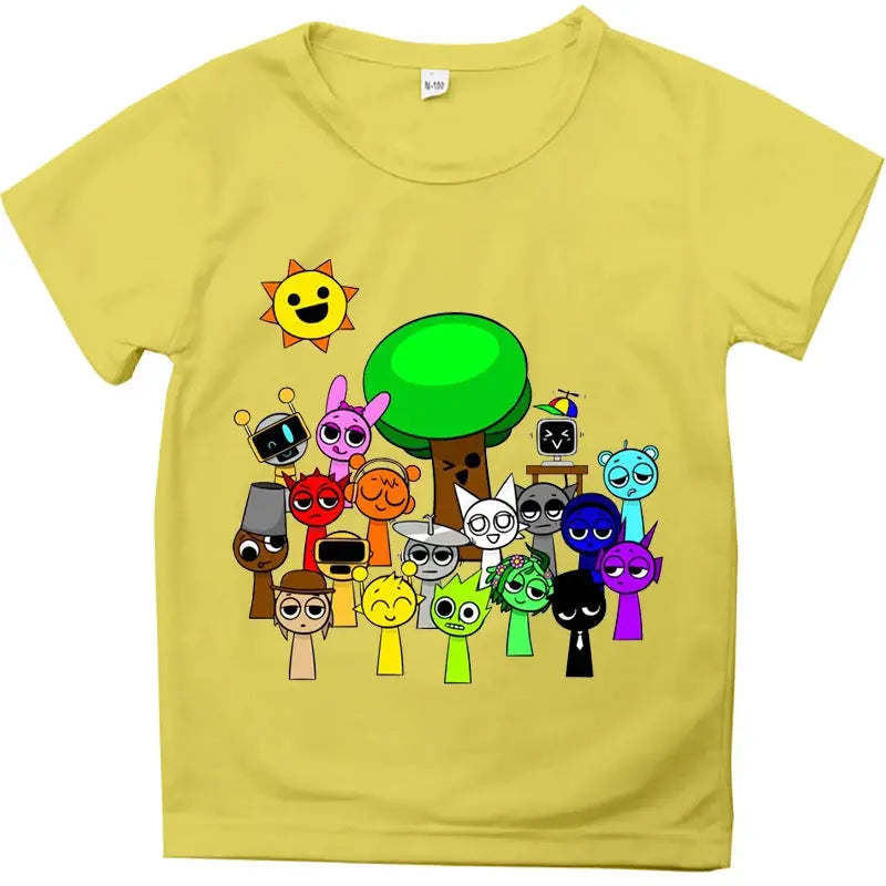 Funny Sprunki T-shirts Boys Girls Summer Short Sleeve Tees Kids Cartoon Incredibox Game Tshirt Sprunki Children Clothing Tops - Suncollections