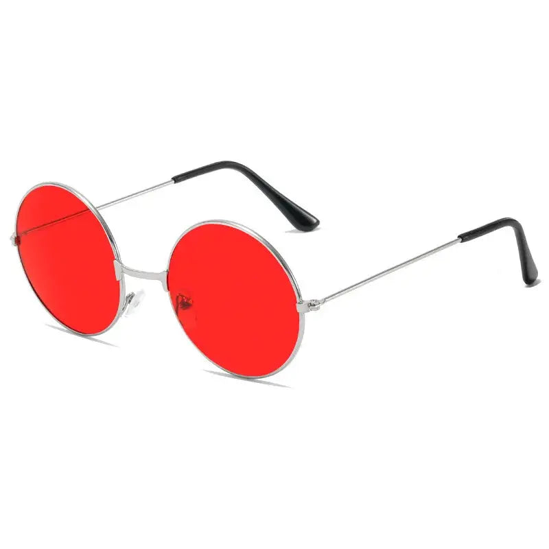 Retro Hippie Round Metal Frame Sunglasses Fashion Small Circle Sun Glasses Disco Party Candy Color Lens Eyewear for Women Men - Suncollections
