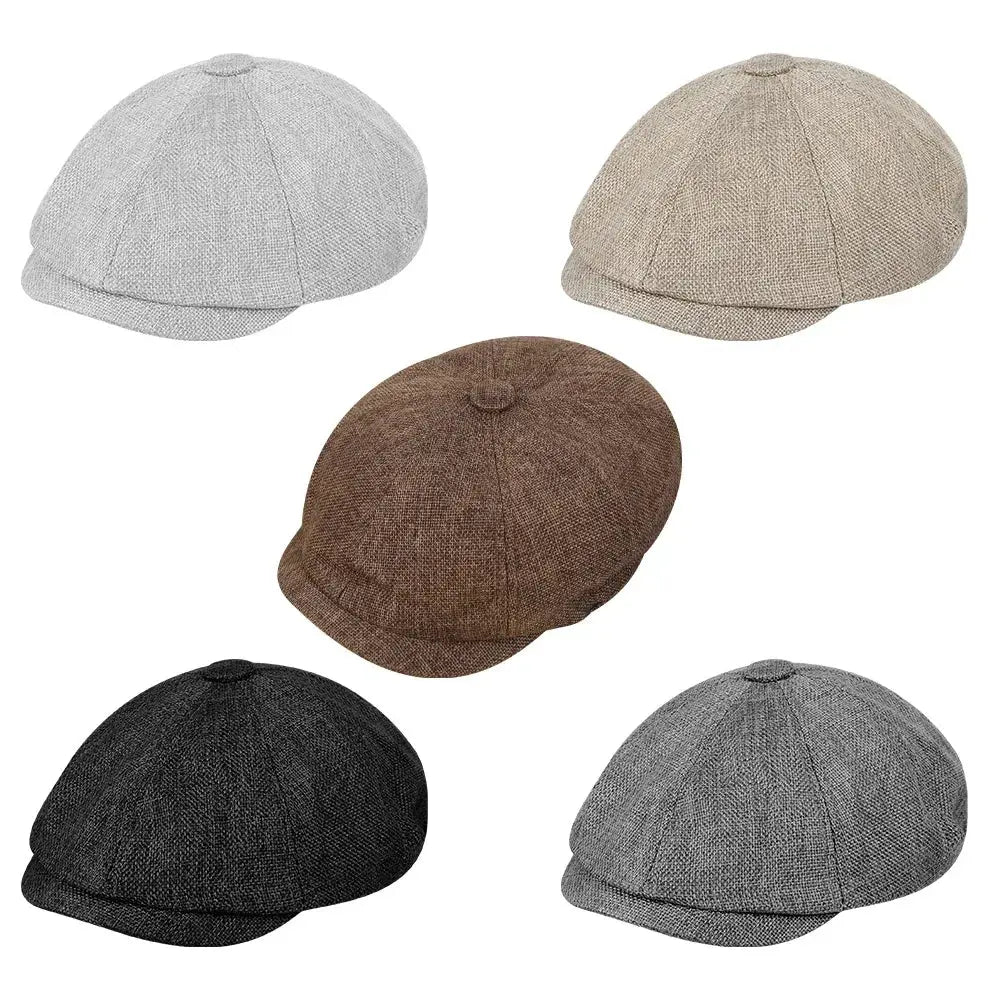 Men Newsboy Hats Peaky Autumn Vintage Herringbone Octagon Cap Women Casual Stripe Berets Gatsby Flat Hat - Suncollections