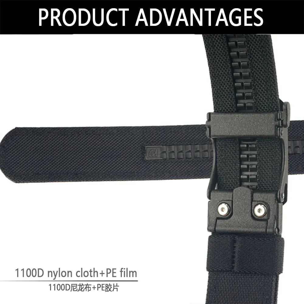 TUSHI Mens Belt Automatic Metal Buckle IPSC Gun Belt Tactical Canvas Webbing Military Belt Outdoor Work Business Belt Nylon Belt - Suncollections