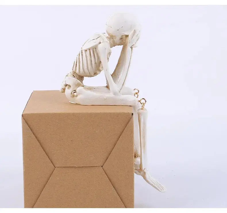 Halloween Statues Resin See Speak Hear No Evil Skeleton Figurines Resin Realistic Skull Decor for Bookshelf Table Edge Ornament Suncollections