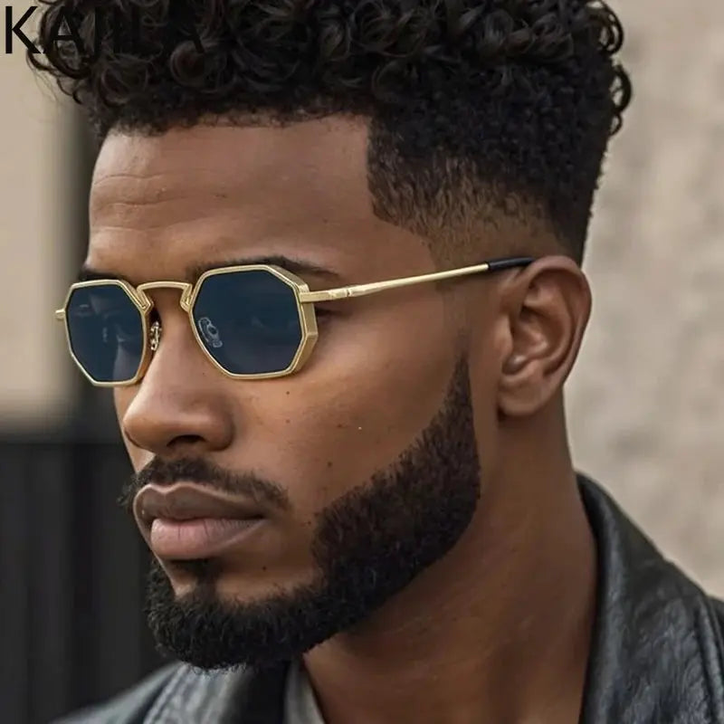 Small Frame Hexason Steampunk Sunglasses Men 2025 Luxury Brand Vintage Punk Eyewear Classic Polygon Metal Sun Glasses Male UV400 - Suncollections