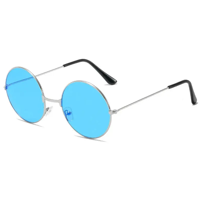 Retro Hippie Round Metal Frame Sunglasses Fashion Small Circle Sun Glasses Disco Party Candy Color Lens Eyewear for Women Men - Suncollections