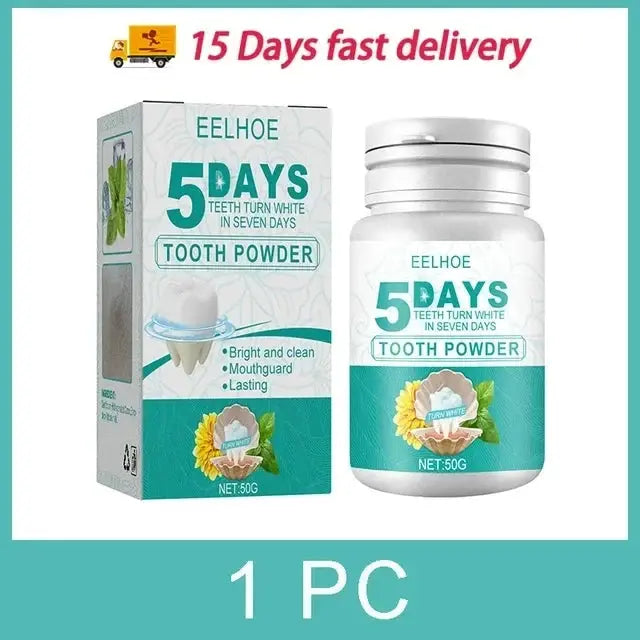 5 Days Teeth Whitening Toothpaste Remove Plaque Stains Powder Deep Cleaning Oral Hygiene Fresh Breath Brightening Tooth Care 50g - Suncollections