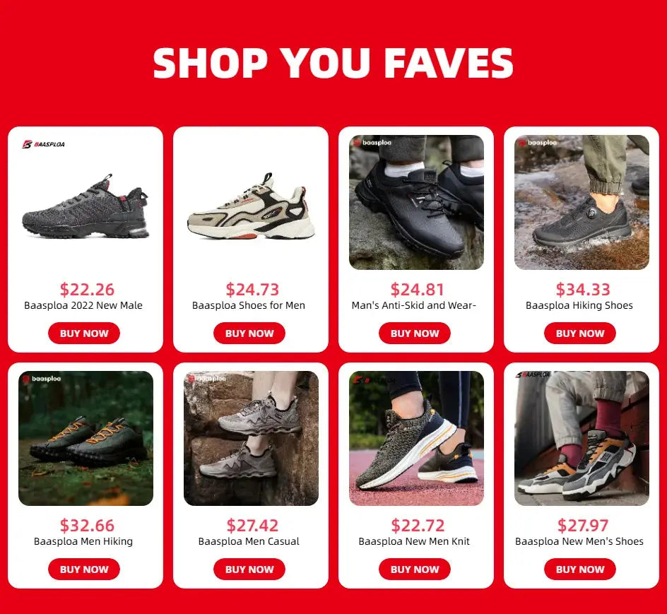 Baasploa 2022 New Male Sneakers Shoes Breathable Mesh Men Running Shoes Outdoor Grass  Walking Gym Shoes For Men Plus size 41-50 Suncollections