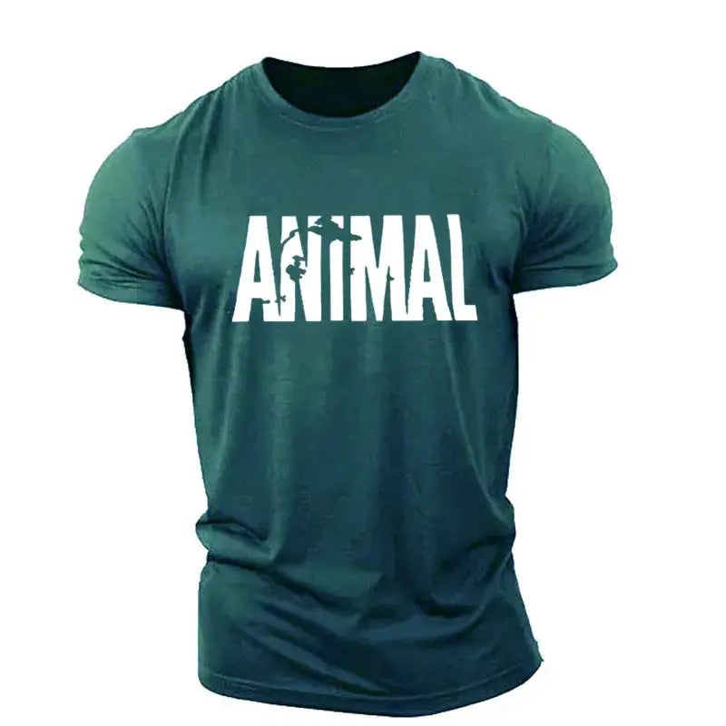 Animal Letter Minimalist Style Fashion Men's T-shirts Short Sleeve O-Neck Sportswear Oversized Gym Tops Street Men Women T Shirt Suncollections