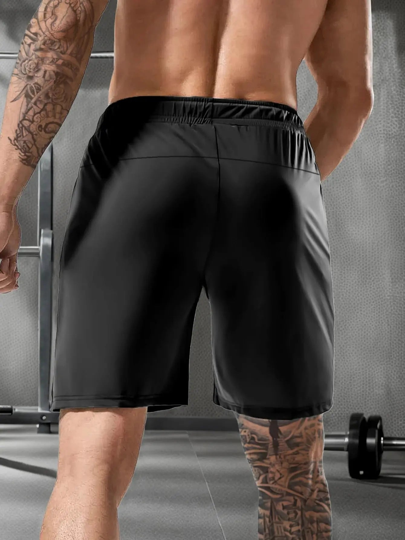 Men's solid color shorts, with zipper pockets, casual elastic drawstring shorts with a loose waist and high elasticity, suitable Suncollections
