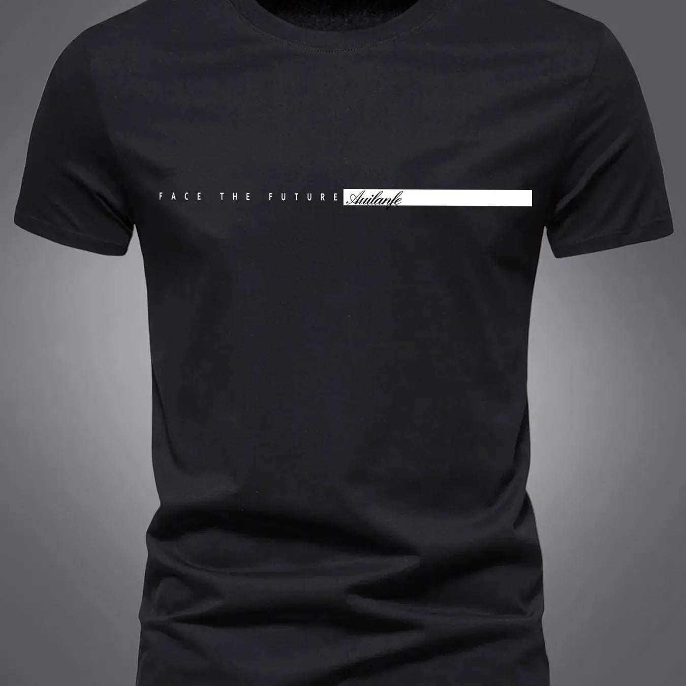 Summer men's 100% pure cotton casual sports loose oversized simple letter pattern printed round neck short sleeved T-shirt top - Suncollections