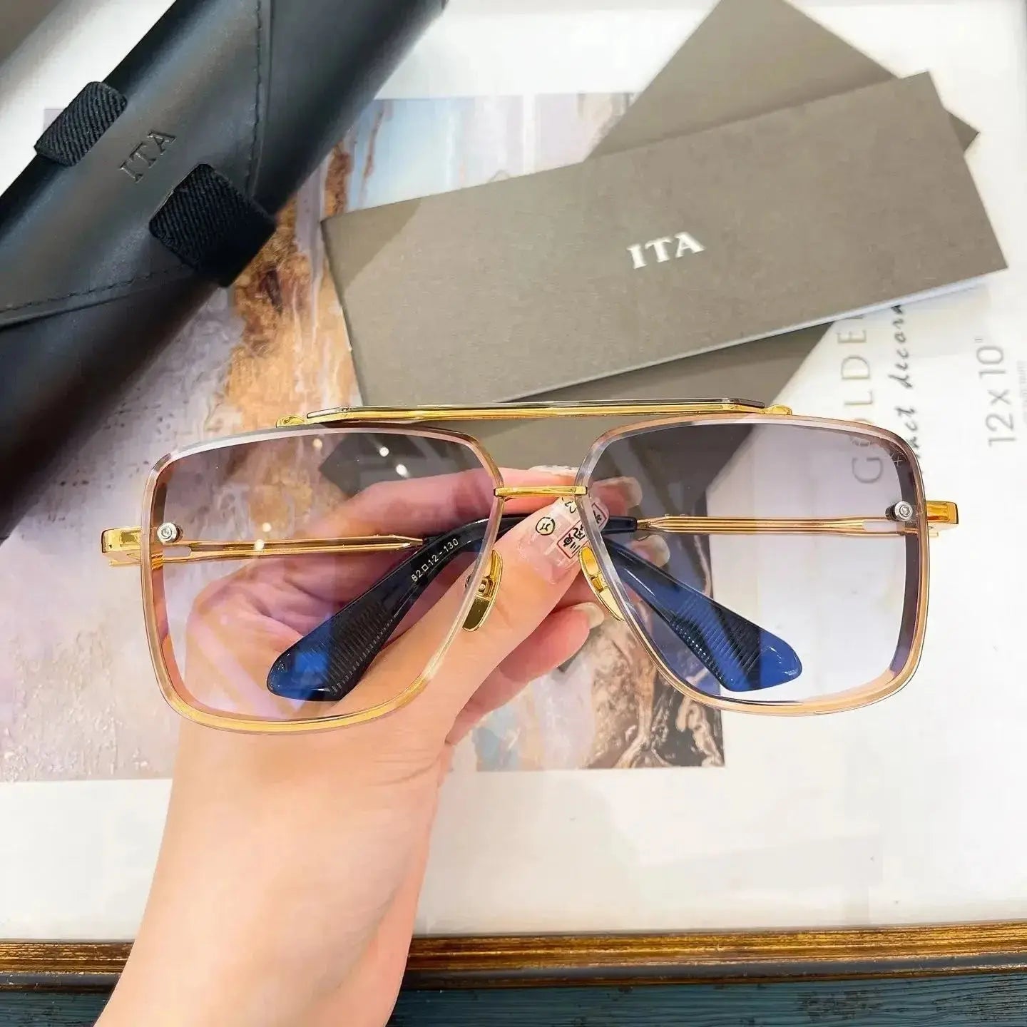 Original ADITA DTS121 MACH SIX titanium Fashion Vintage Men Sunglasses Top Quality Classic Square Luxury Women Couple Eyewear - Suncollections