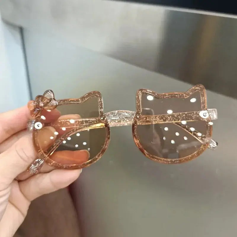Summer Children Cute Kitty Sunglasses Acrylic Bow Outdoor UV Protection Sun Glasses Baby Girls Classic Kids Boy UV400 Eyewear - Suncollections