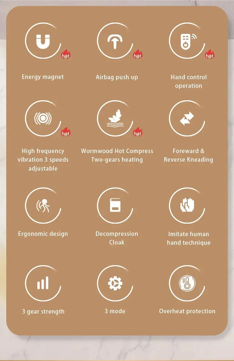 Electric Massage Neck Pillow Shiatsu Head Cervical Airbag Traction Body Back Waist Massager Car with Heating Vibrating Massage - Suncollections