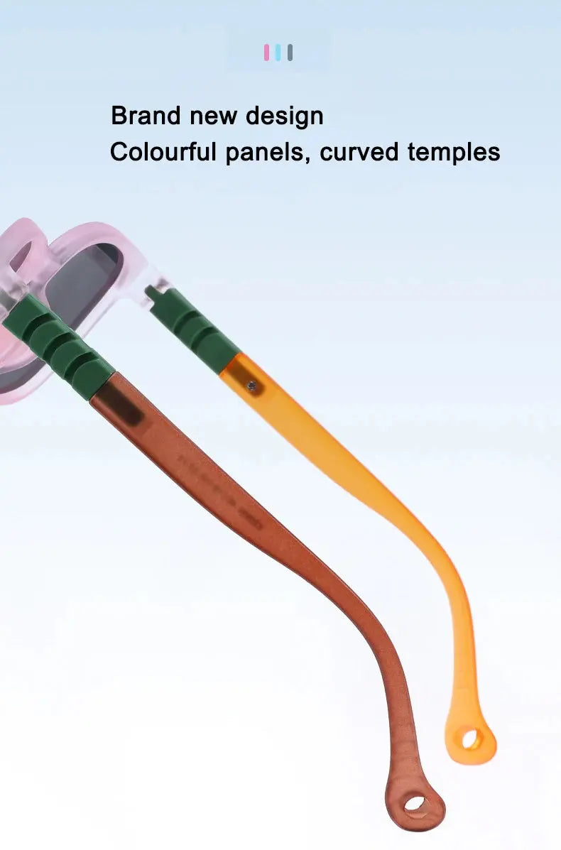 Fashion Silicone Square Sunglasses Contrasting Colours Jelly Colorful Frame Polarized Lens UV400 Boys Girls Age 3-12 - Suncollections