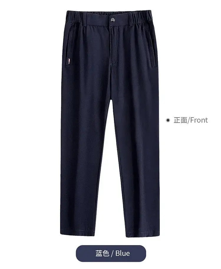 Ice Silk Men's Summer Pants Elastic Waist Straight Leg Trouser Male Quick Dry Big Size Large Plus Stretch 6XL 7XL Work Outdoor Suncollections