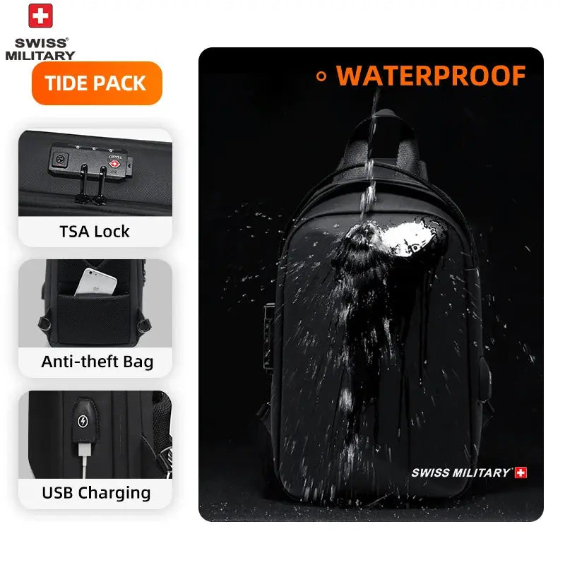 Swiss Military Brand Laptop Backpack Anti-theft Waterproof Casual Backpack USB Charging Men Business Travel Bag Backpack Mochila - Suncollections