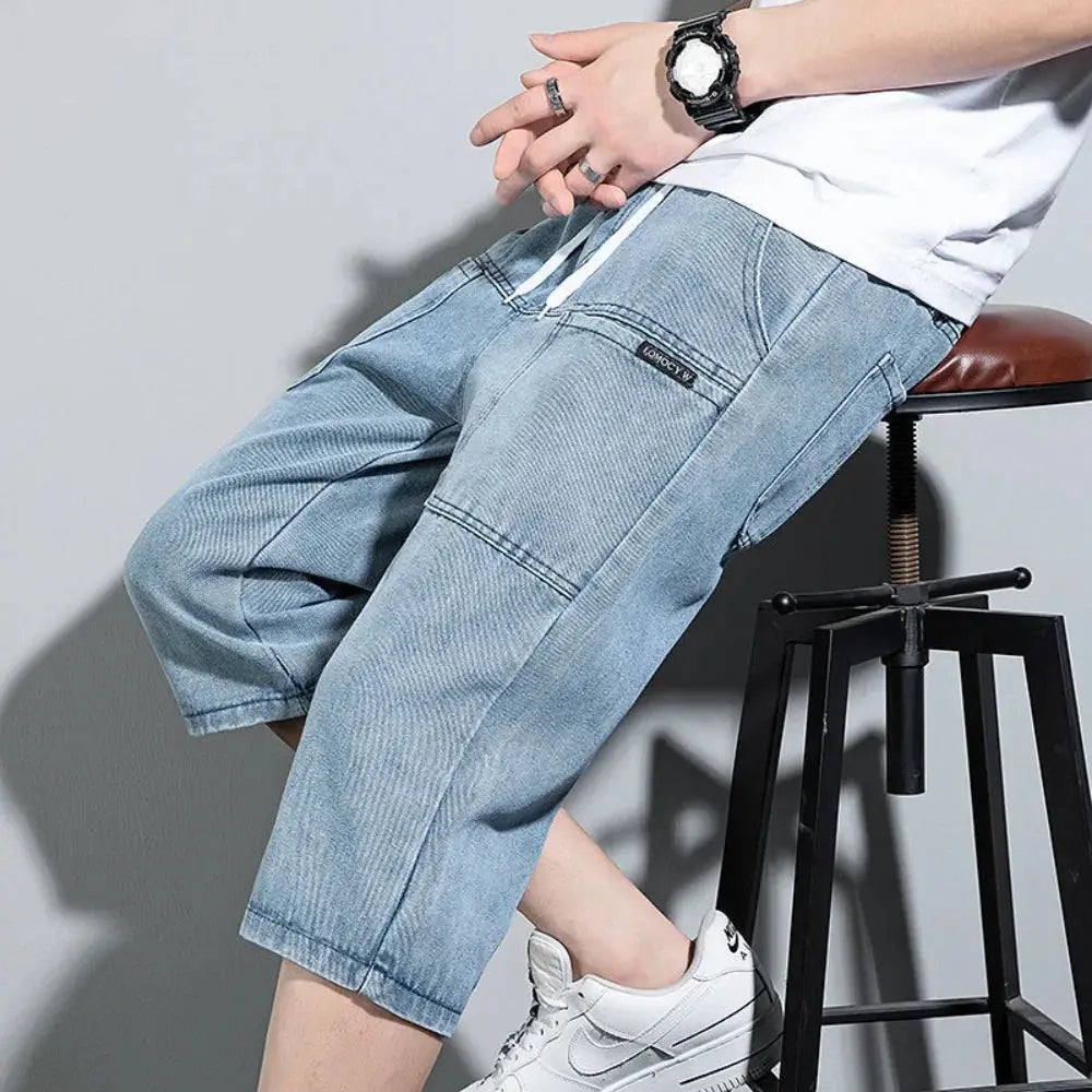 new Mens Summer Denim Short Men Jeans Fashion Streetwear Hip Hop Long 3/4 Capri Cargo Shorts bermuda masculina ropa hombre Suncollections