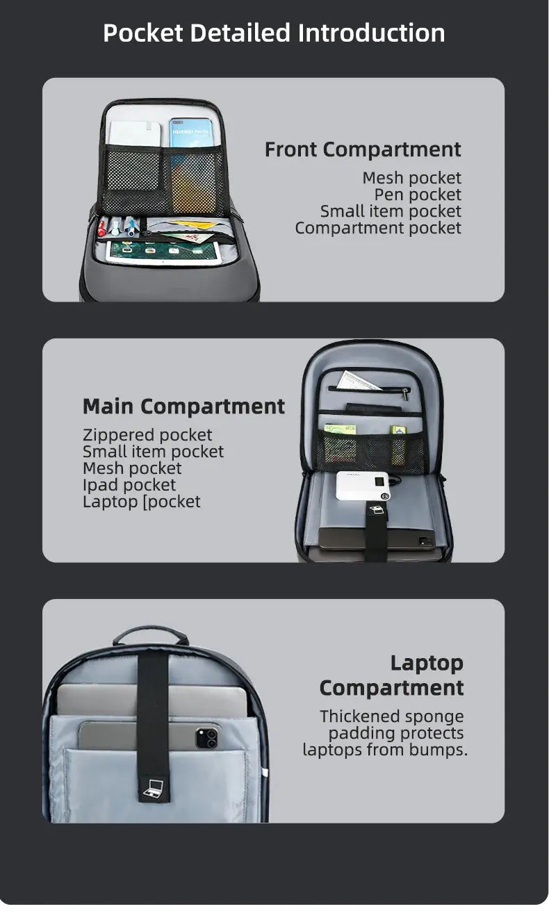 Heroic Knight Laptop Work Backpack Slim Men Waterproof Multifunctional 15.6"17" Business Trip Backpack Fashion Male School Bag - Suncollections