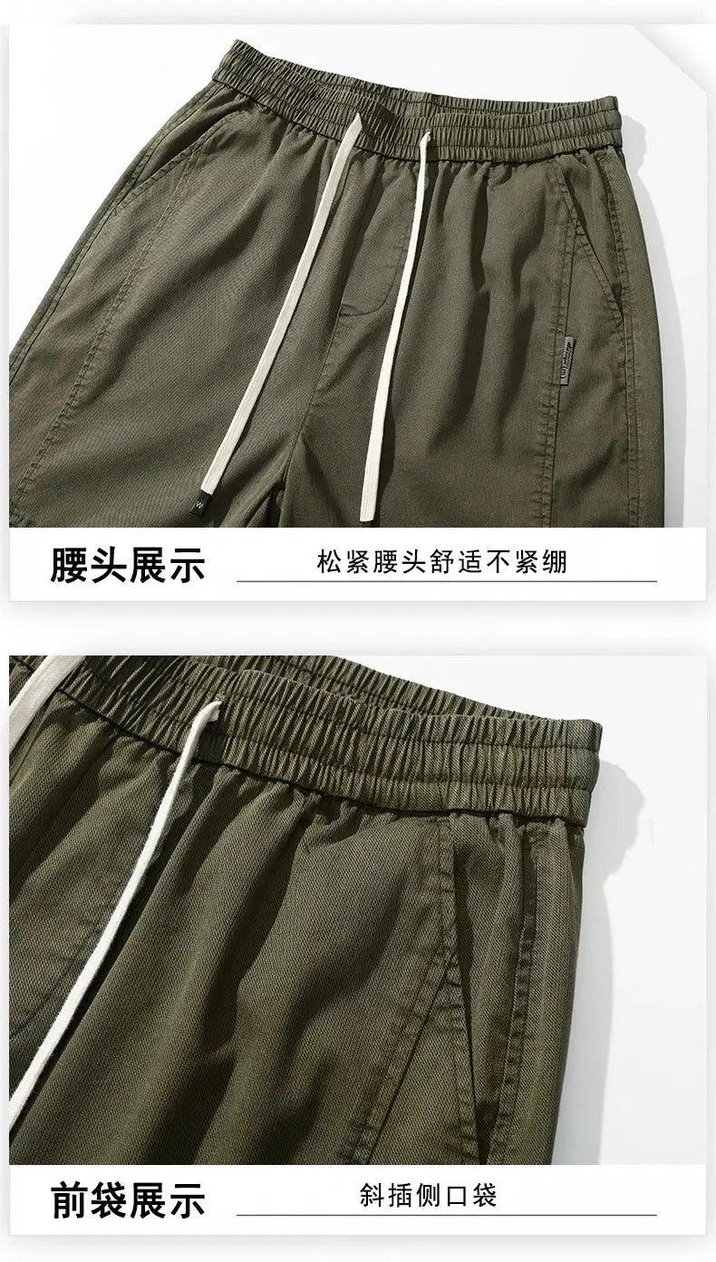 Men'S Tencel Straight Leg Casual Pants High Street Lightweight Summer Loose Fit Pants Man Washed Breathable Workwear Trousers Suncollections