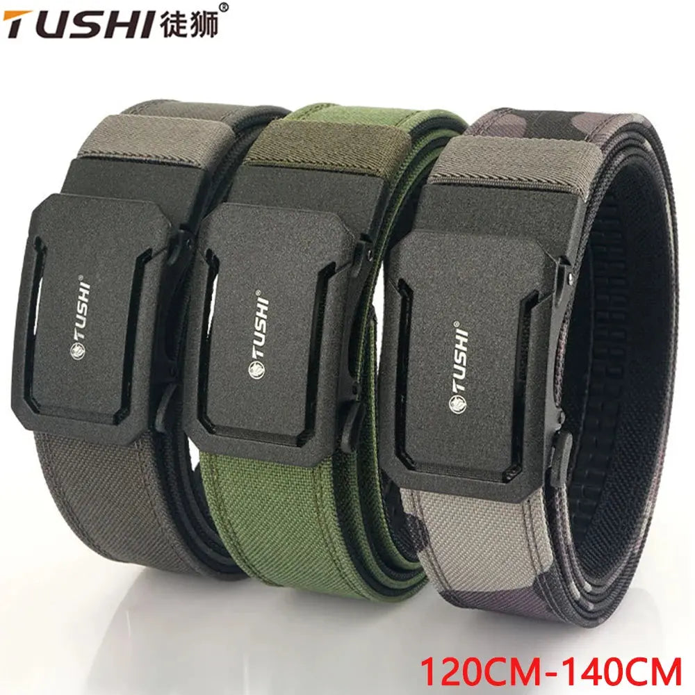 TUSHI Mens Belt Automatic Metal Buckle IPSC Gun Belt Tactical Canvas Webbing Military Belt Outdoor Work Business Belt Nylon Belt - Suncollections