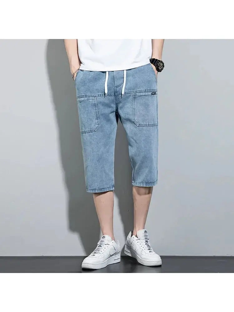 new Mens Summer Denim Short Men Jeans Fashion Streetwear Hip Hop Long 3/4 Capri Cargo Shorts bermuda masculina ropa hombre Suncollections
