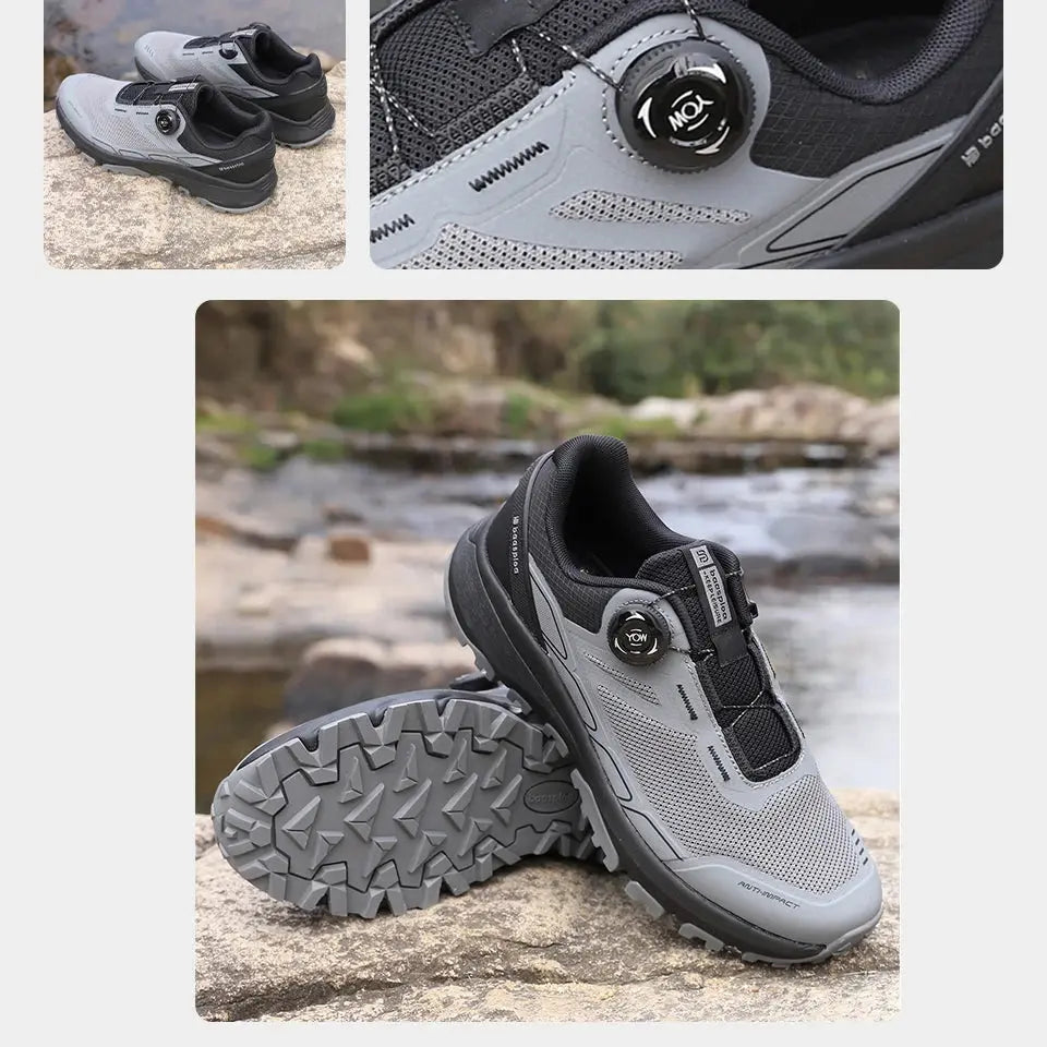 Baasploa New Men Outdoor Sneakers Mesh Breathable Rotating Button Hiking Shoes Male Comfort Rubber Sole Non-Slip Walking Shoes Suncollections