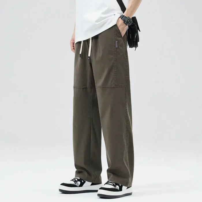 Men'S Tencel Straight Leg Casual Pants High Street Lightweight Summer Loose Fit Pants Man Washed Breathable Workwear Trousers Suncollections