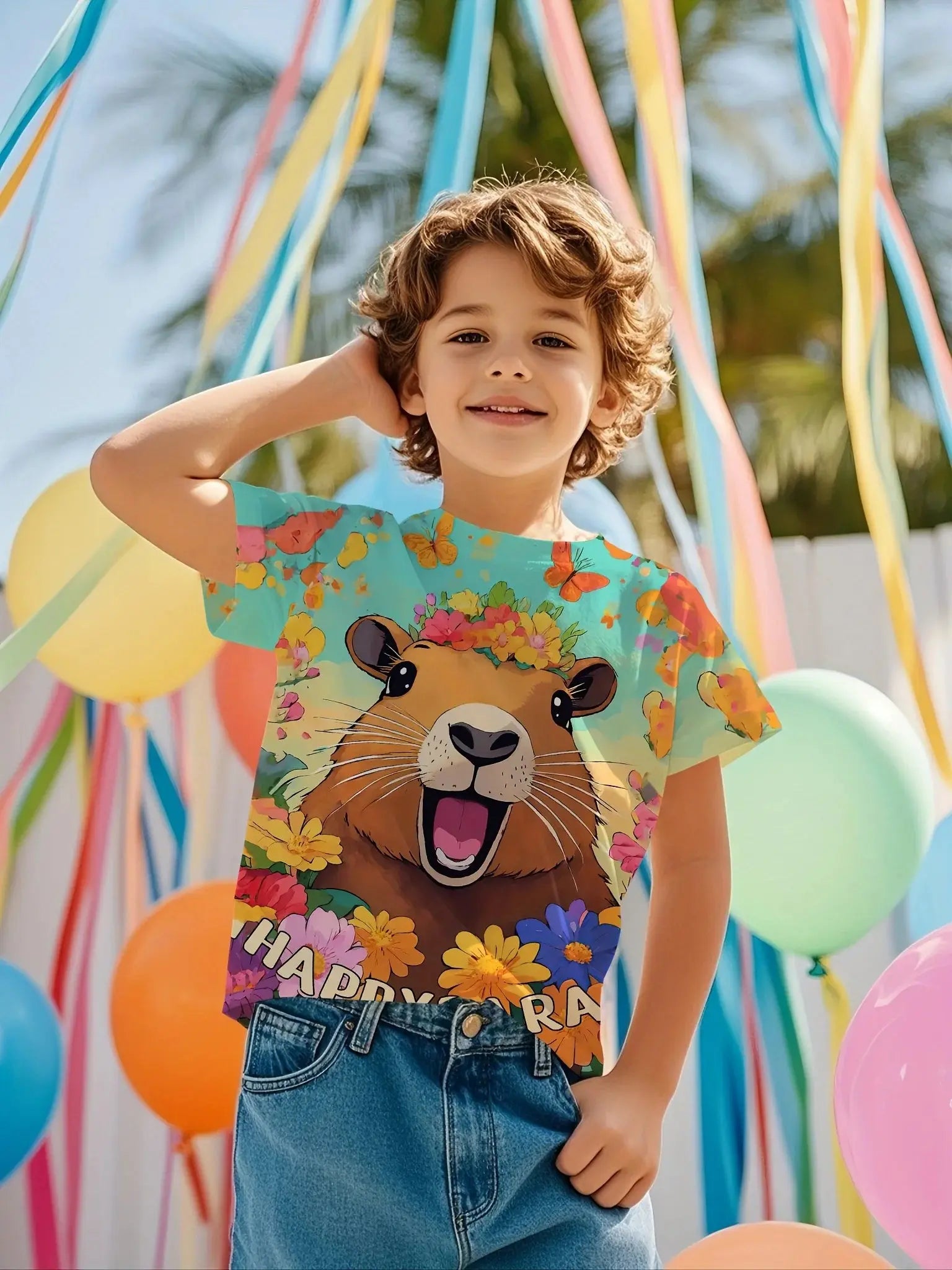 Cute Capybara Graphic Children's Clothing Boys Tshirt Summer Short Sleeve Casual Daily Kids Girls Clothes T-Shirt O-Neck Tops - Suncollections