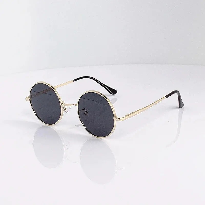 Retro Vintage Round Polarized Sunglasses Men Brand Designer Sun Glasses Women Alloy Metal Frame Black Lens Eyewear Driving UV400 - Suncollections