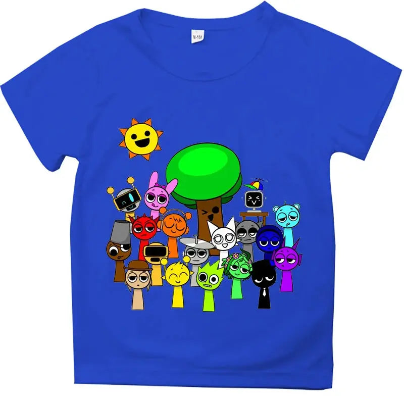 Funny Sprunki T-shirts Boys Girls Summer Short Sleeve Tees Kids Cartoon Incredibox Game Tshirt Sprunki Children Clothing Tops - Suncollections