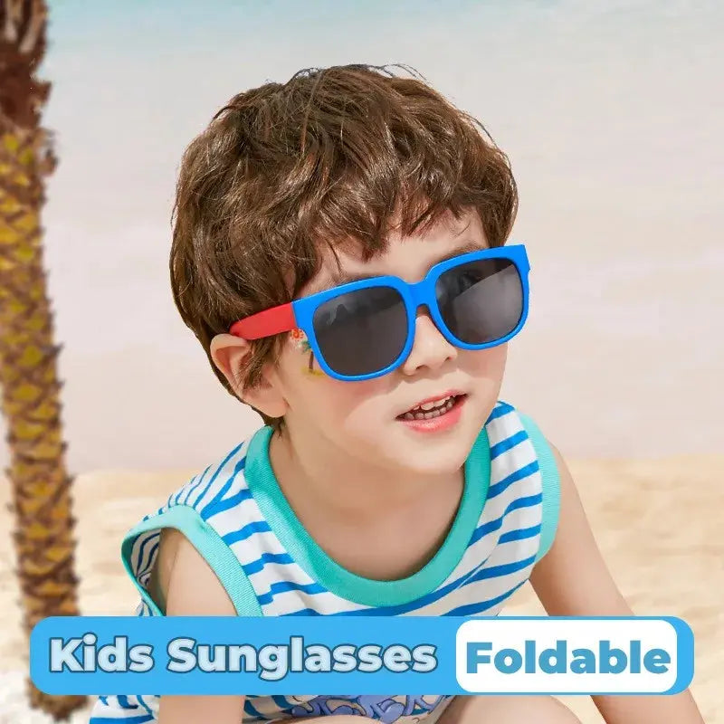 Kids Outdoor Foldable Sunglasses Baby Boys Girls Travel Goggle Shades Eyewear Vintage Square Frame UV Sun Glasses for Children - Suncollections
