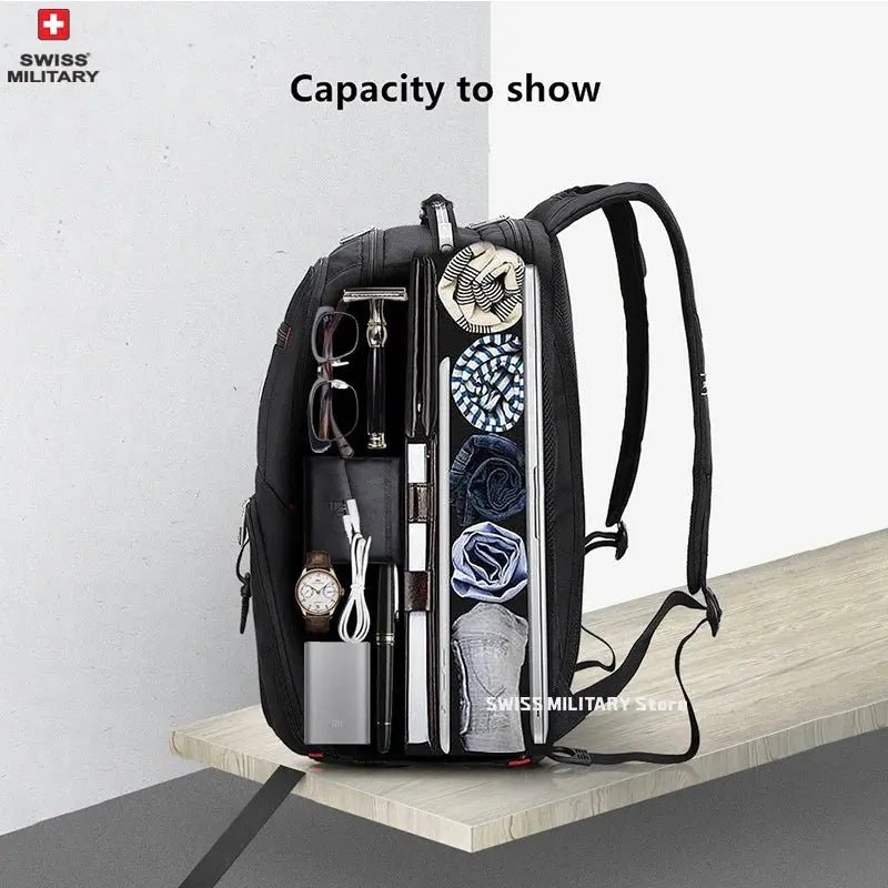 SWISS 17" Laptop Backpack Waterproof USB Charge Port - Suncollections