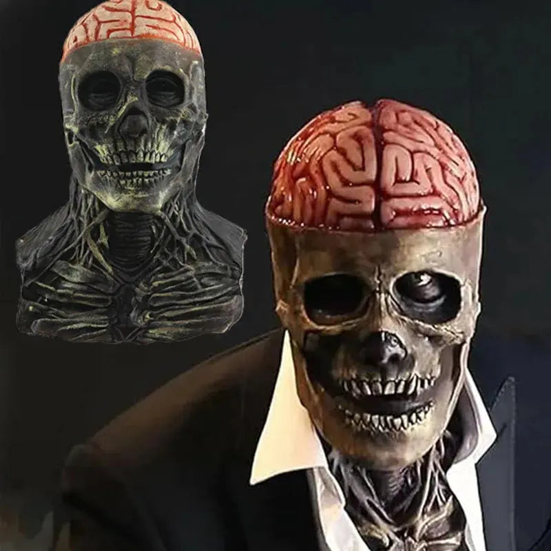 Full Head Skeleton Headgear Halloween Scary Mask Head Realistic Latex Mask for Cosplay horror Party Costume haunted house props Suncollections