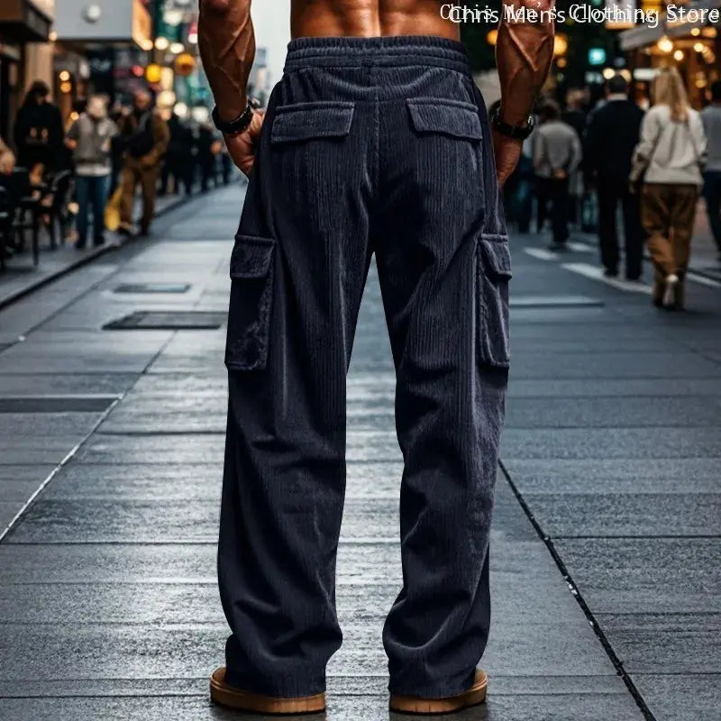 High-quality Corduroy Men's Work Pants, Business Casual Luxurious Loose Long Pants, Sports and Fitness Running Training Pants Suncollections