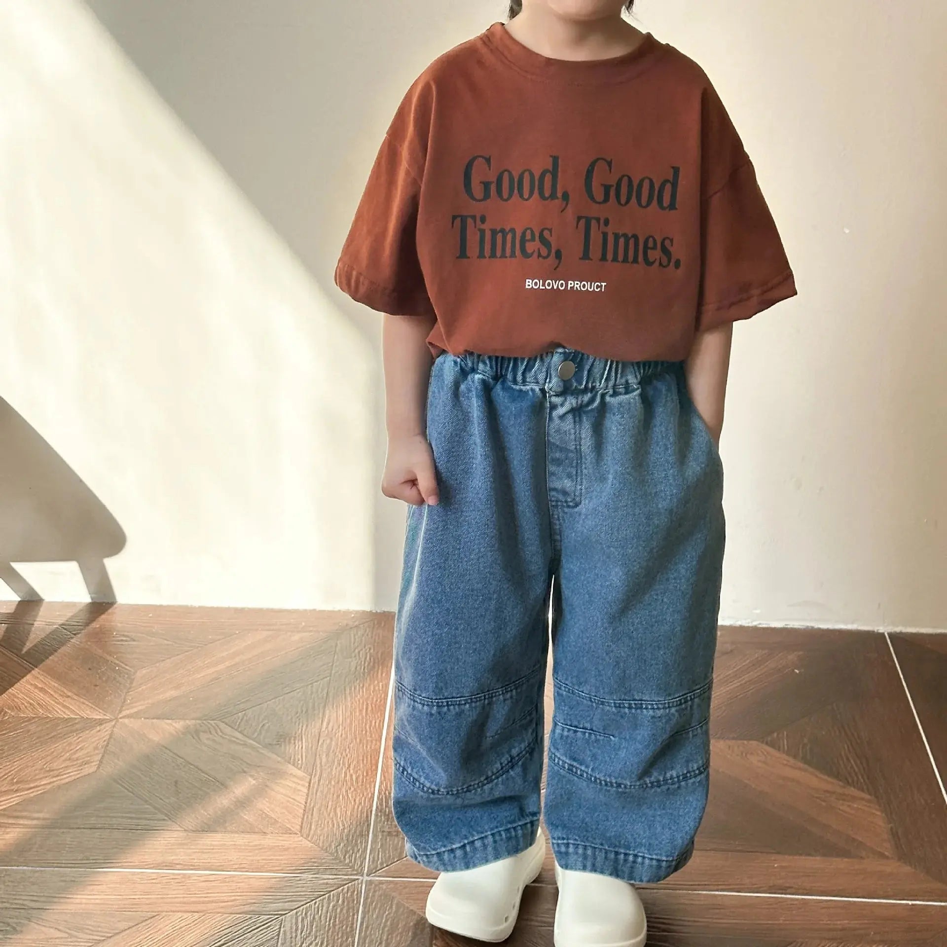 2024 Summer Fashion Loose Girl Children Letter Print T-shirt Boy Baby Cotton Short Sleeve Tees Kid Casual Tops Toddler Clothes - Suncollections