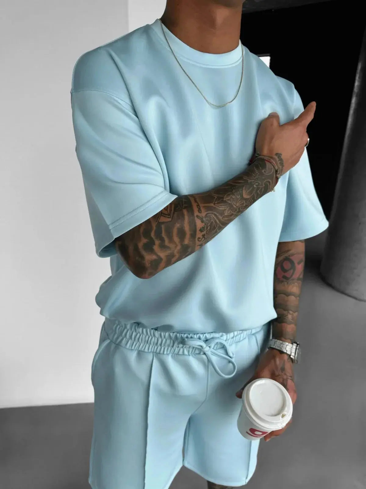 Men 2025 summer fashion sports design sense simple casual solid color quick drying short-sleeved T-shirt trend clothes - Suncollections