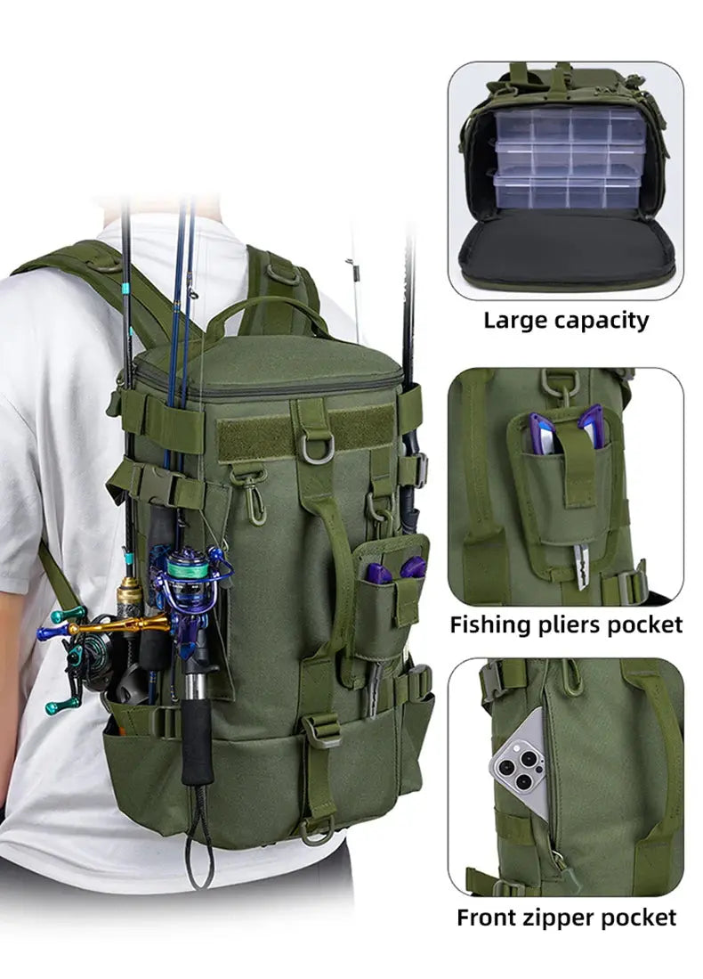 Fishing Backpack Tackle Bag with Rod Holders - Suncollections