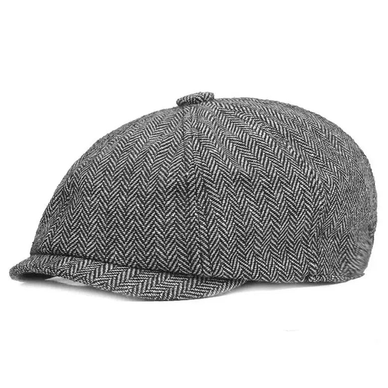 Men Newsboy Hats Peaky Autumn Vintage Herringbone Octagon Cap Women Casual Stripe Berets Gatsby Flat Hat - Suncollections