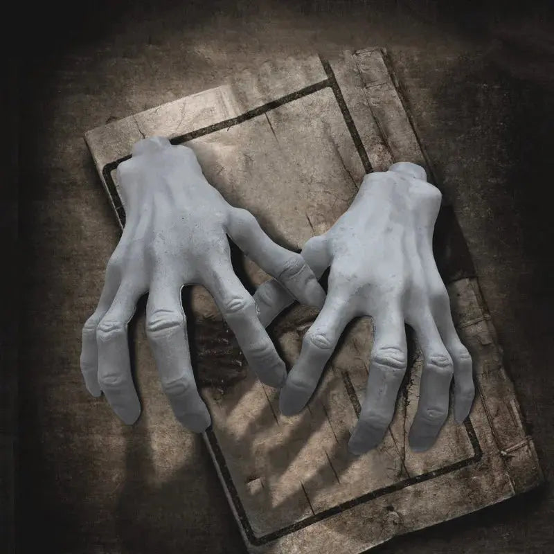 2Pcs Halloween Fake Skeleton Hands Plastic Human Hand Halloween Party Home Indoor Outdoor Decoration Haunted House Horror Props Suncollections