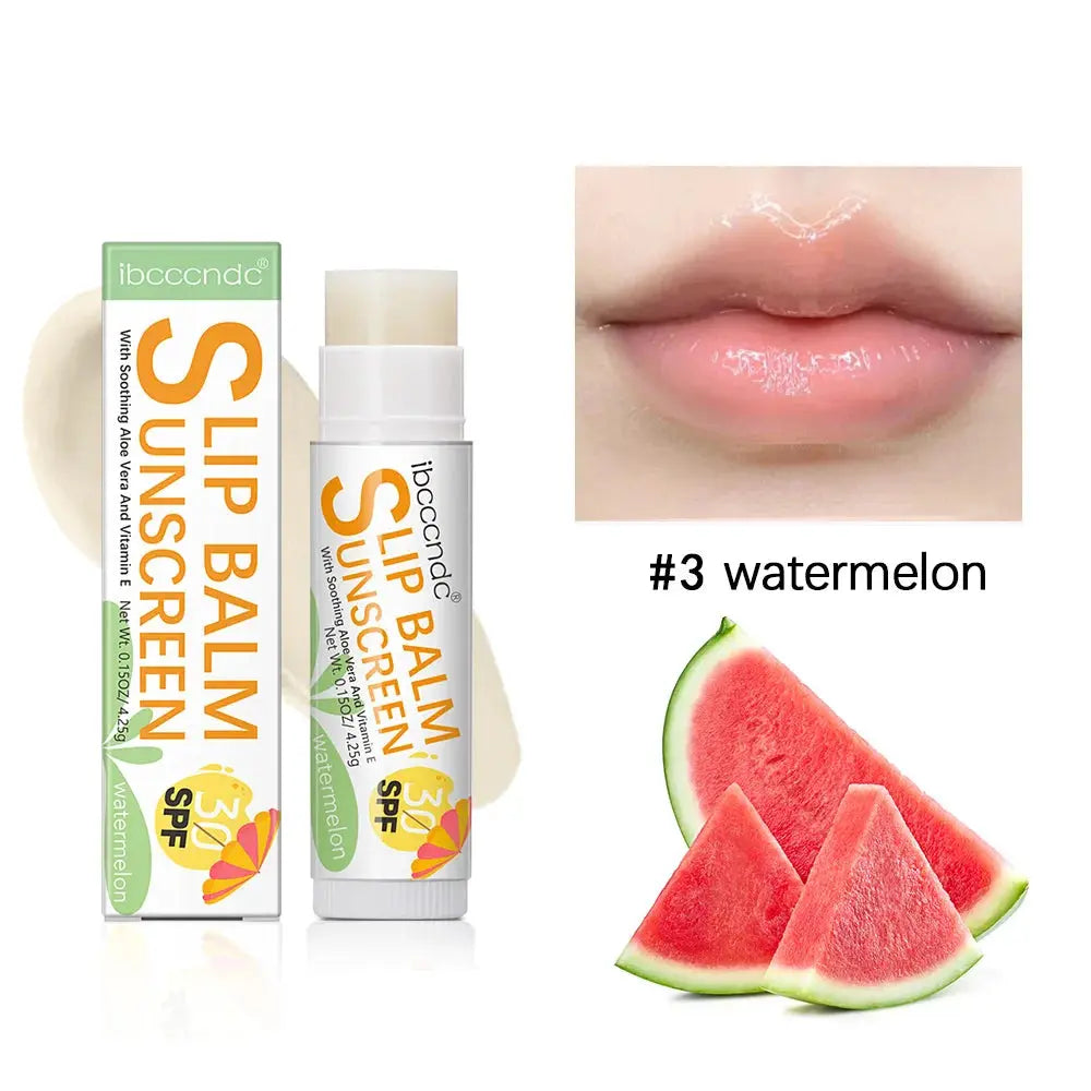 1 Piece Sunscreen Lip Balm SPF 30 UVA Protection Lips Moisturizer Watermelon Coconut Banana Flavor Colorless Lipstick Sun Care - Suncollections